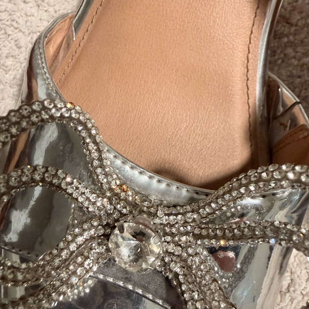 Torrid Metallic Silver Mules with Embellished Bow - Picture 2 of 3